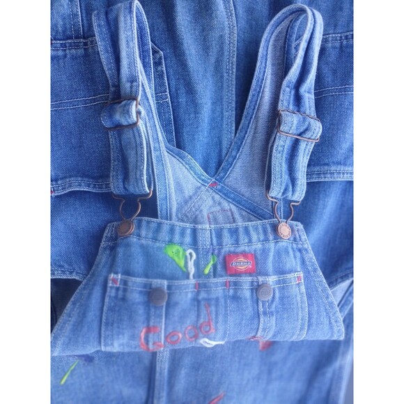 Dickies Bib Overalls Fall Womens L Y2K Artsisan Blue Denim Artsy DIY Outdoor - Picture 9 of 16